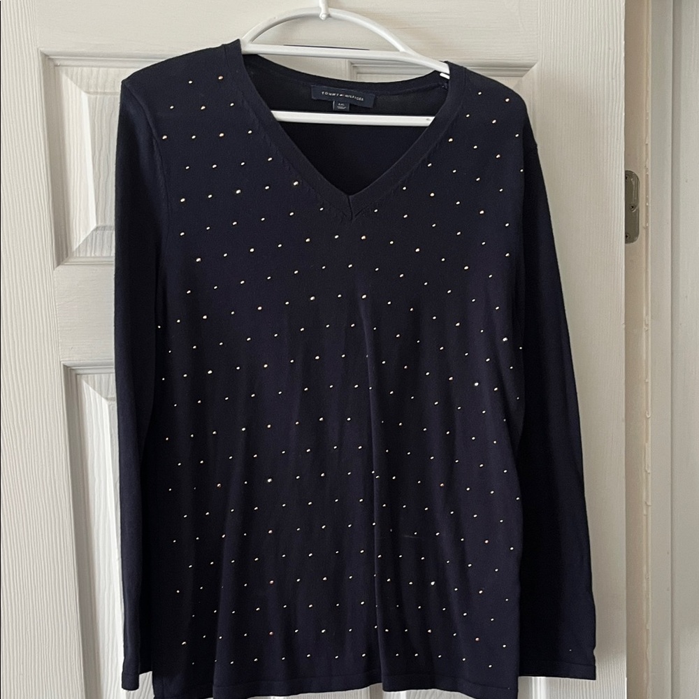 Tommy Hilfiger Black Studded Long Sleeve Top